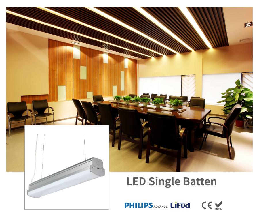 セリウム/ ROHSの承認4ft SMD2835 LEDの単一の当て木の高い内腔4150lm CE/ROHS approval 4ft SMD2835 LED single batten high lumen 4150lm
