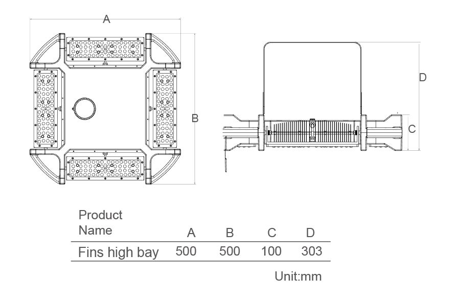 ETL GS証明書PIRセンサーLEDフィンハイベイライト ETL GS certificates PIR sensor LED fins high bay light