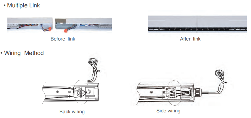 Multiple link w/o light gap Linear light Refective
